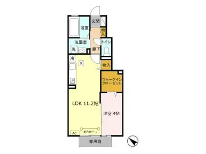 グランモア千歳烏山(1LDK/1階)の間取り写真