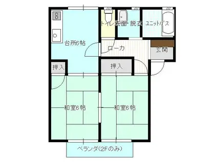 アメニティ横尾(2DK/1階)の間取り写真