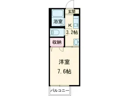 エントピア黒髪(1K/2階)の間取り写真