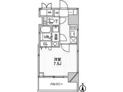 エグゼ難波南VI(1K/12階)の間取り写真