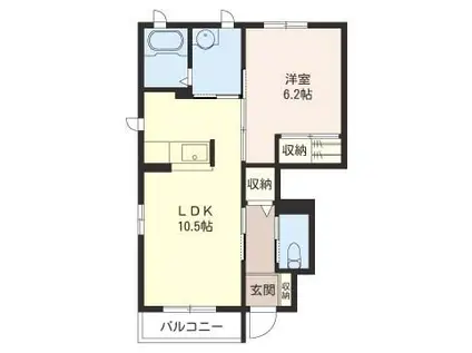 シルクタウンA棟(1LDK/1階)の間取り写真