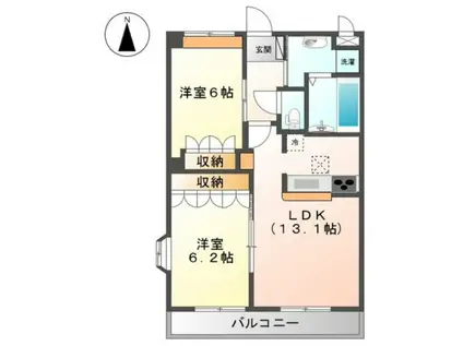 ブラウンシャトー(2LDK/1階)の間取り写真