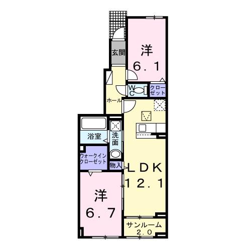 アルバ 涼(2LDK/1階)の間取り写真