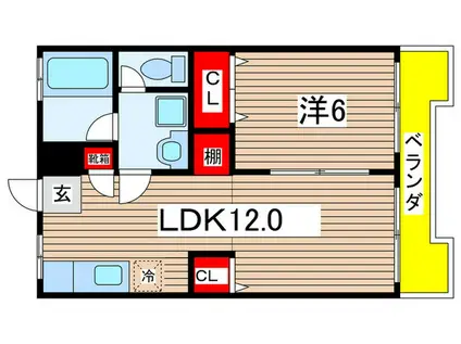 メゾンドイズミB(1LDK/2階)の間取り写真