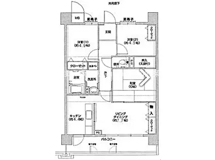 コーシャハイツ相生(3LDK/8階)の間取り写真