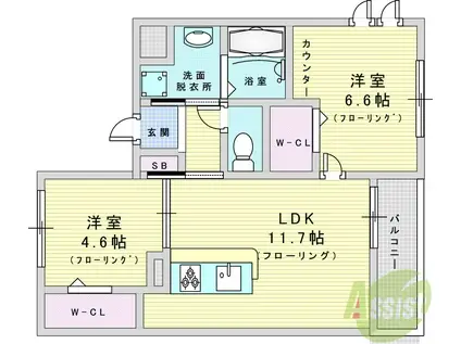 ARCHEIGHT(2LDK/2階)の間取り写真