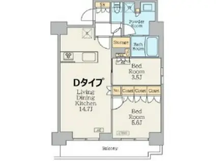 クレストコート門前仲町(2LDK/15階)の間取り写真