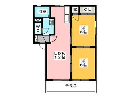 RIN C(2LDK/1階)の間取り写真