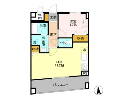 アレグリア柏屋(1LDK/2階)の間取り写真