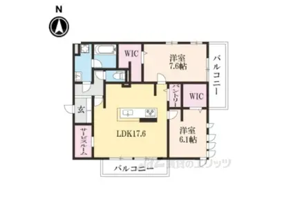 アリビオ A棟(2LDK/3階)の間取り写真