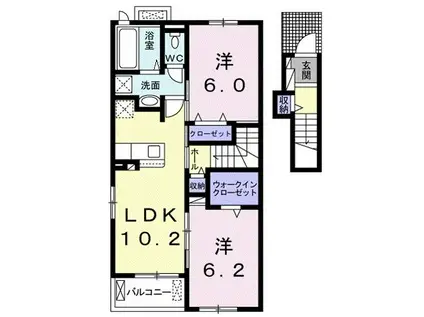 ヴィオラIII(2LDK/2階)の間取り写真