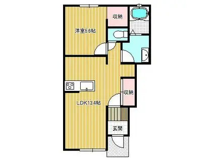 ルミエール(1LDK/1階)の間取り写真