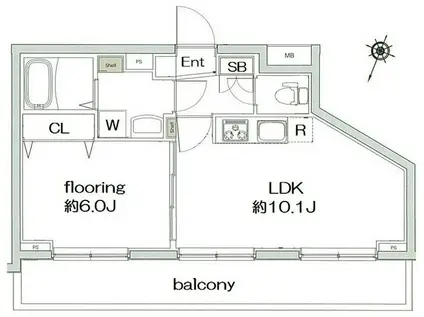 グランヴァン西馬込III(1LDK/5階)の間取り写真