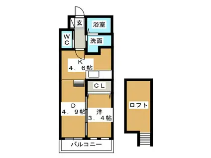 WINDOM(1DK/1階)の間取り写真