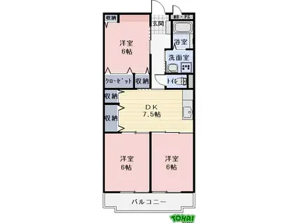 エクセレンス(3DK/1階)の間取り写真