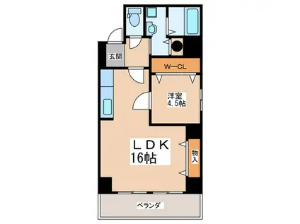 パティオ上本町(1LDK/4階)の間取り写真