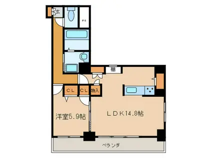 ヴェルデ(1LDK/5階)の間取り写真