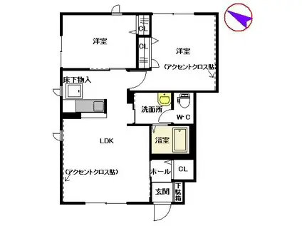 プリムローズ朽網(2LDK/1階)の間取り写真