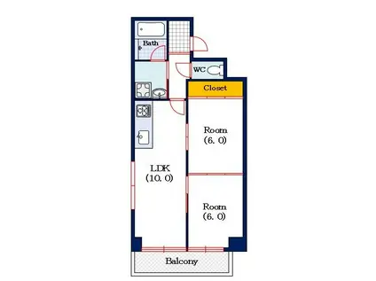 難波ロイヤルハイツ(2LDK/7階)の間取り写真