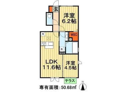 アムール(2LDK/1階)の間取り写真