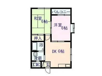 ウエノ・ウイングA(2DK/2階)の間取り写真