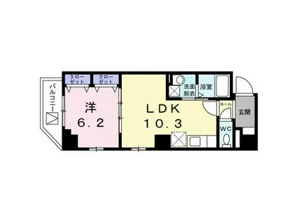 ラ・ポーズ ゾー 301(1LDK/3階)の間取り写真
