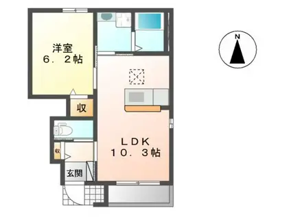 ツインズI(1LDK/1階)の間取り写真