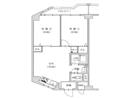 第6柴田ビル(2LDK/7階)の間取り写真