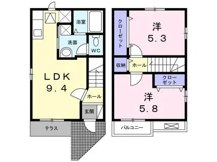 プリメール弐番館(2LDK/1階)の間取り写真