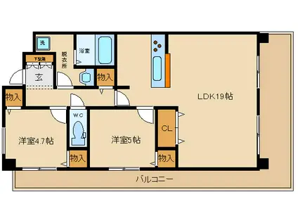 メロディーハイム(2LDK/4階)の間取り写真
