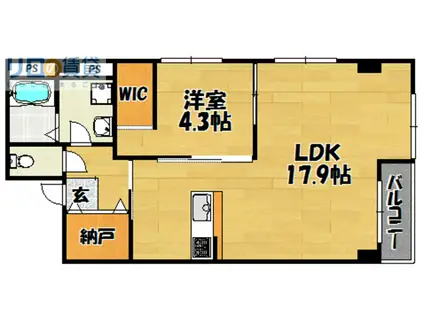 プール・トゥジュールブラン(1LDK/5階)の間取り写真