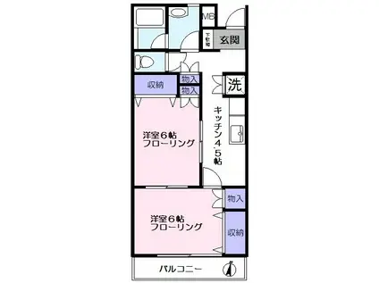 ジュネスコートII(2K/1階)の間取り写真