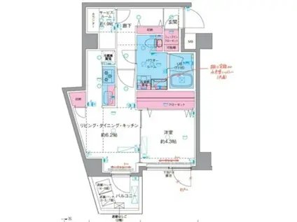 ジェノヴィア東向島IV(1SLDK/2階)の間取り写真