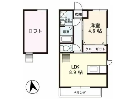 LADDER本庄(1LDK/1階)の間取り写真