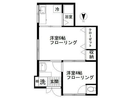 コーポ高 II(2K/1階)の間取り写真