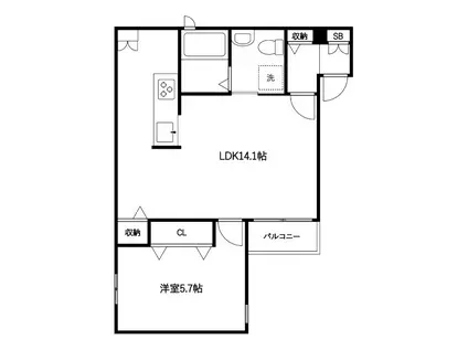 エスフラットIII(1LDK/2階)の間取り写真