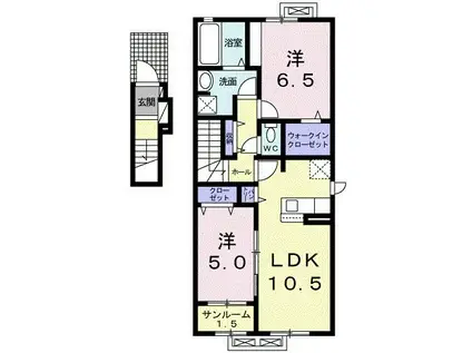 ヴィオレッタA(2LDK/2階)の間取り写真