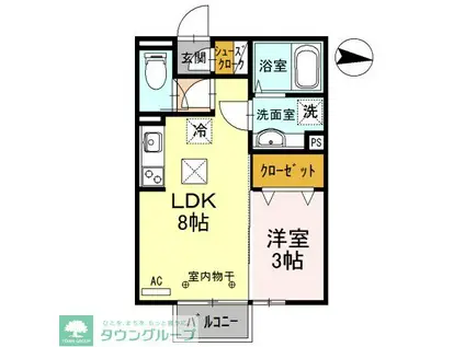 ETERNA宮子(1LDK/1階)の間取り写真