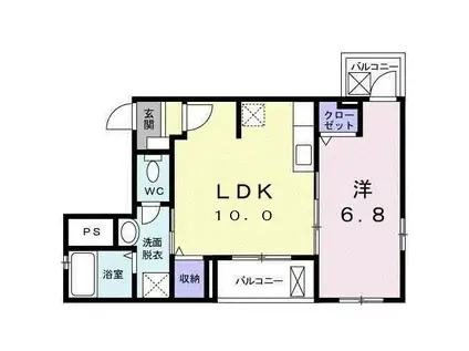 サンヒューレ目黒(1LDK/1階)の間取り写真