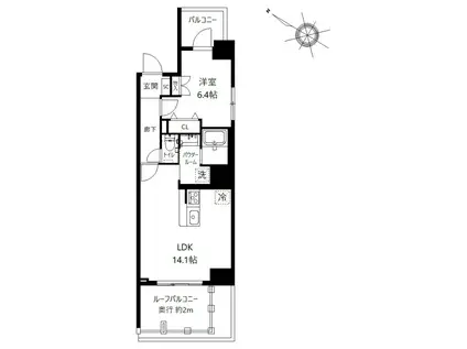 AKUA北品川 アクア北品川(1LDK/5階)の間取り写真