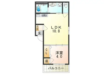 ベストワン清水丘(1LDK/2階)の間取り写真