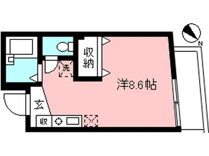 ジェミニ桜(ワンルーム/1階)の間取り写真