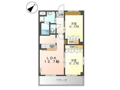 フェリーチェ(2LDK/2階)の間取り写真