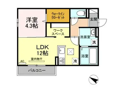 フォンティーヌ II(1LDK/1階)の間取り写真