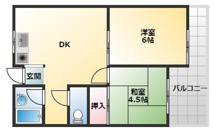 パールハイツ東二見(2DK/3階)の間取り写真