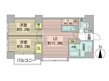 プライムアーバン北3条通(2LDK/2階)の間取り写真