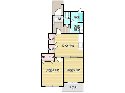 フランガーデン(2DK/1階)の間取り写真