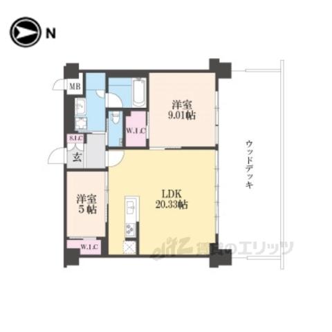プレジオ宝塚ASIAN(2LDK/1階)の間取り写真