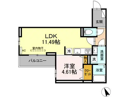 D-ROOM箱崎(1LDK/3階)の間取り写真
