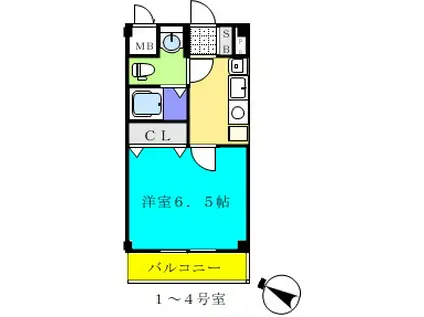 モンターナ上尾(1K/2階)の間取り写真
